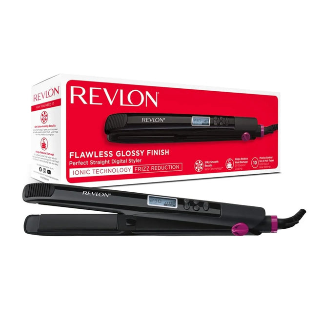 Revlon Hair Straightener Flawless Glossy Finish Perfect Staight Digital Styler Black RVST2165