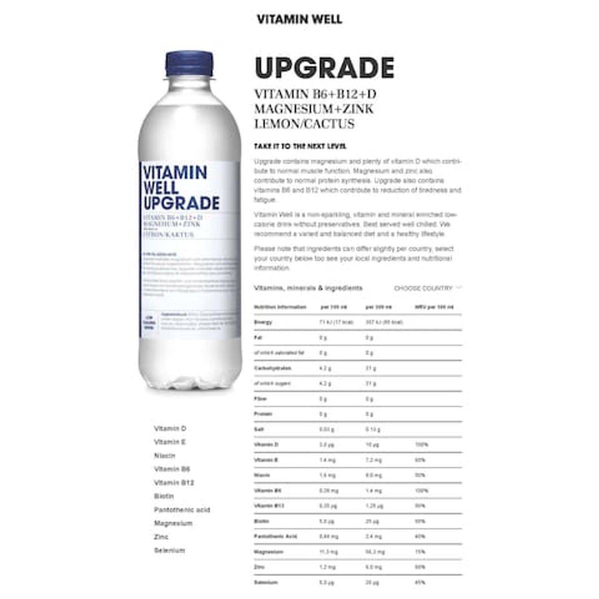 Vitamin Well Upgrade Water With Lemon And Cactus Flavour 500ml – Chemist  Warehouse UAE