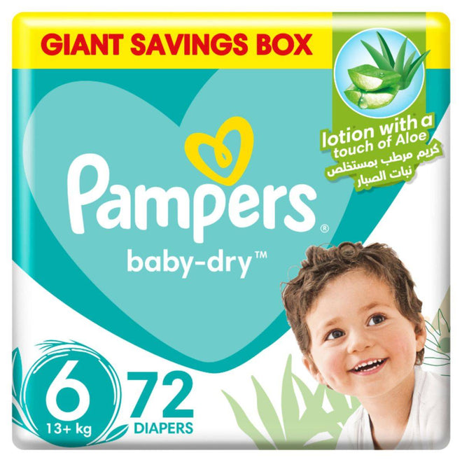 Pampers Diapers Baby Dry Taped Size 6 (13+kg) 72 Pieces