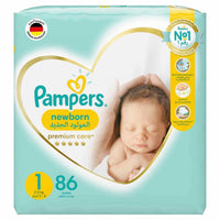 Pampers Diapers Premium Care Taped Size 1 (2-5kg) 86 Pieces