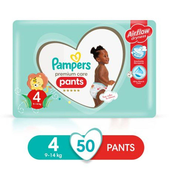 Pampers Diapers Premium Care Pants Size 4 (9-14kg) 50 Pieces
