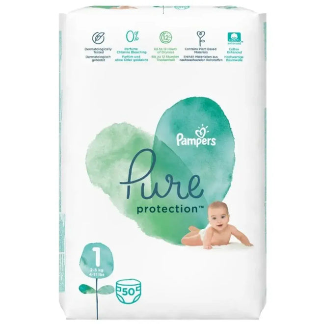 Pampers Diapers Pure Protection Size 1 (2-5kg) 50 Pieces