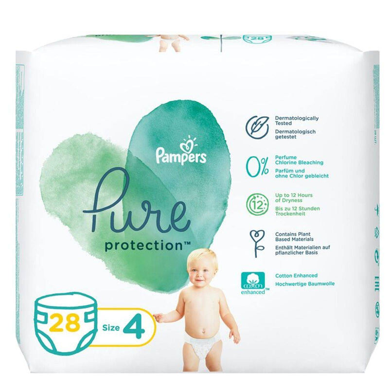 Pampers Diapers Pure Protection Size 4 (9-14kg) 28 Pieces