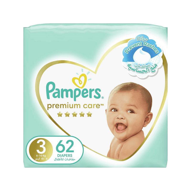 Pampers Diapers Premium Care Taped Size 3 (6-10kg) 62 Pieces