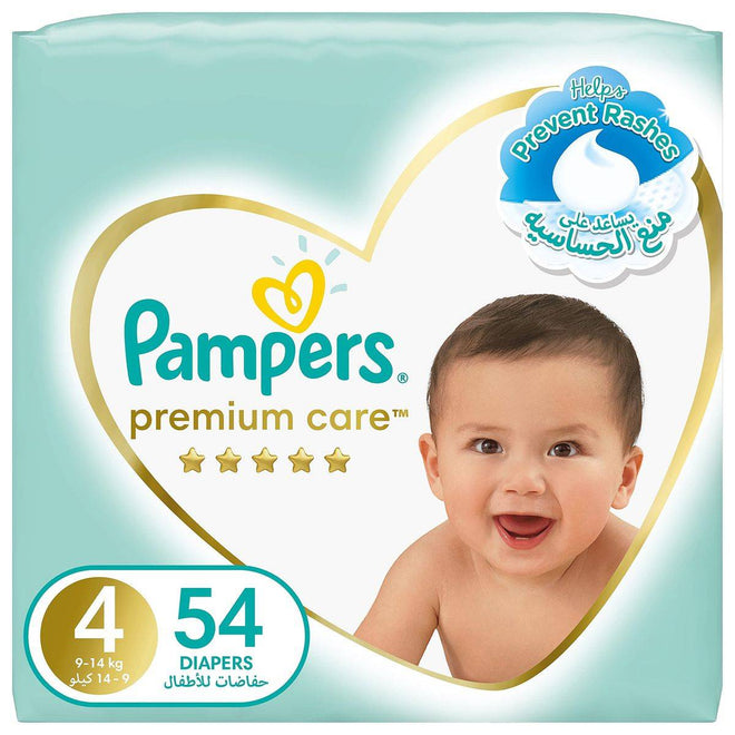 Pampers Diapers Premium Care Taped Size 4 (9-14kg) 54 Pieces