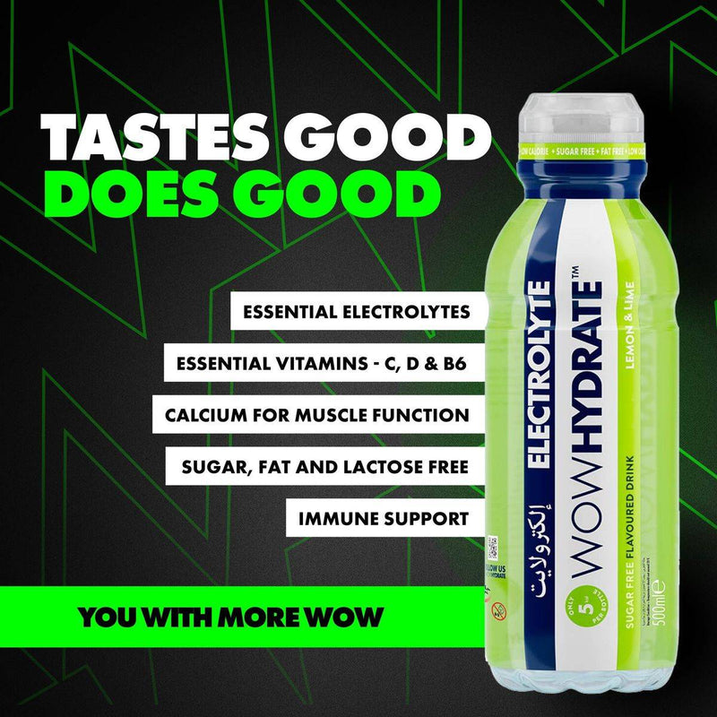 WOW Hydrate Electrolyte Lemon & Lime 500ml