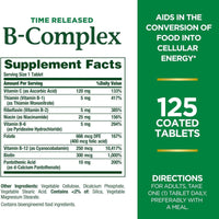 Natures Bounty B Complex Time Released 125 Tablets