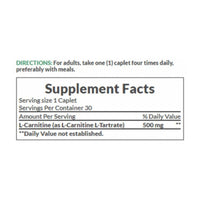Natures Bounty L-Carnitine 500mg 30 Tablets