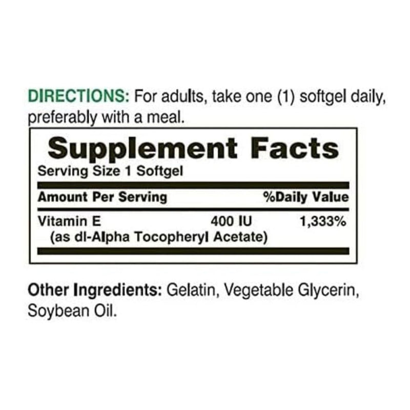 Natures Bounty Vitamin E 400IU 100 Softgel