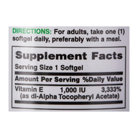 Natures Bounty Vitamin E 1000IU 50 Softgel
