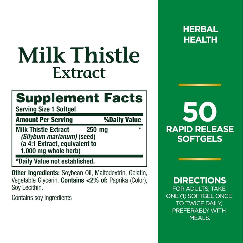 Natures Bounty Milk Thistle 1000mg 50 Capsule