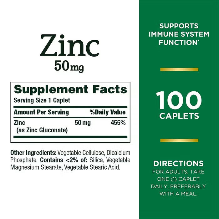 Natures Bounty Zinc 50mg 100 Tablets
