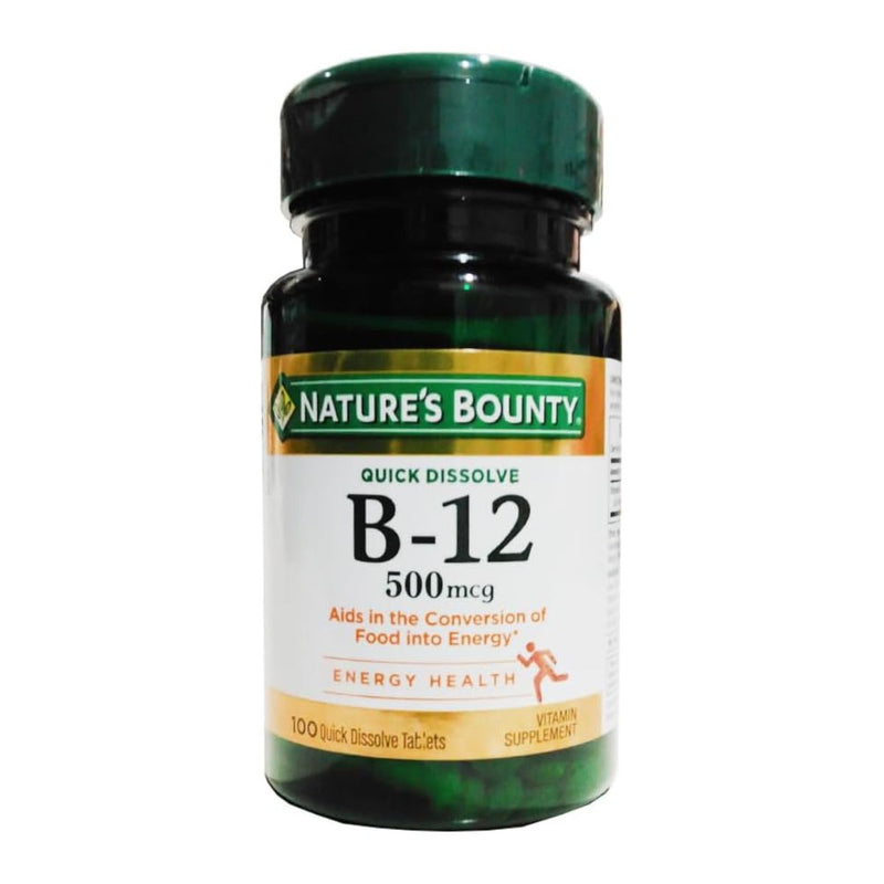 Natures Bounty Vitamin B12 Sublingual 500mcg Quick Dissolve 100 Tablets