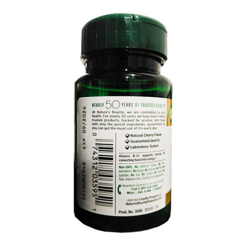 Natures Bounty Vitamin B12 Sublingual 500mcg Quick Dissolve 100 Tablets