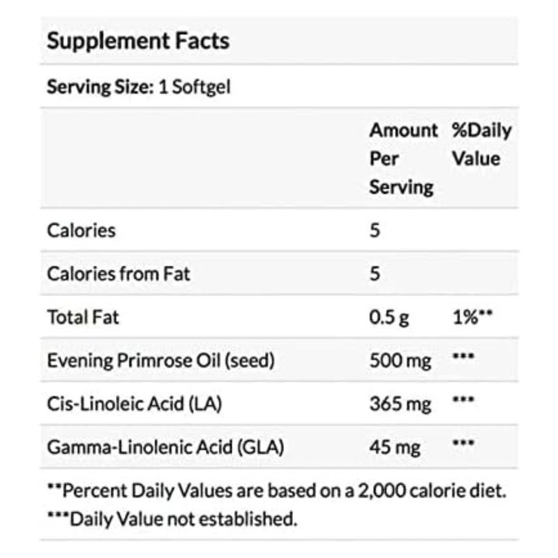 Natures Bounty Evening Primrose Oil 500mg 100 Softgel