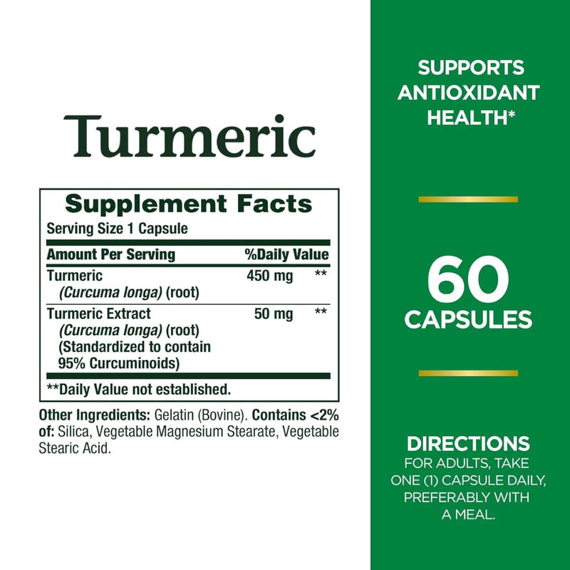 Natures Bounty Turmeric 450mg 60 Capsules