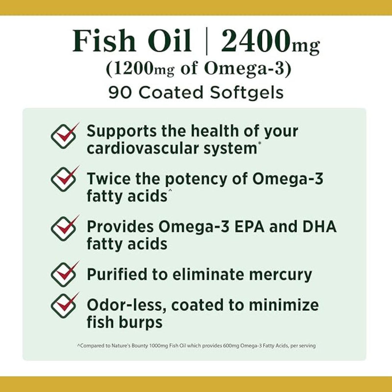 Natures Bounty Fish Oil Double Strength Odorless 90 Softgel