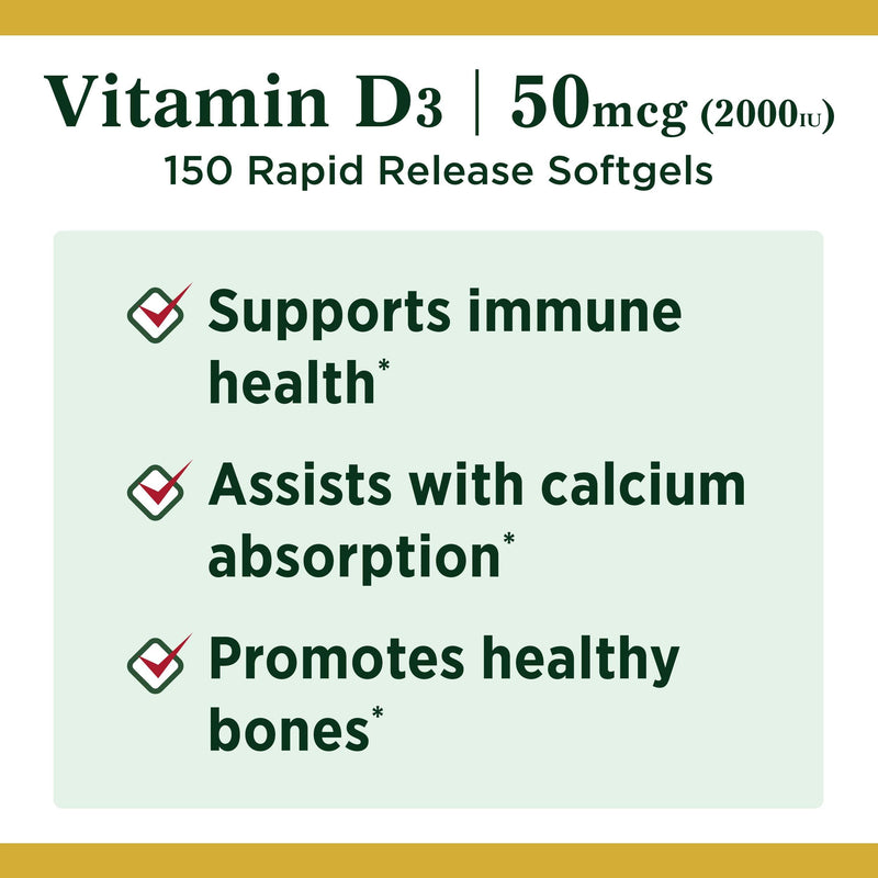 Natures Bounty Vitamin D 2000IU 150 Softgel