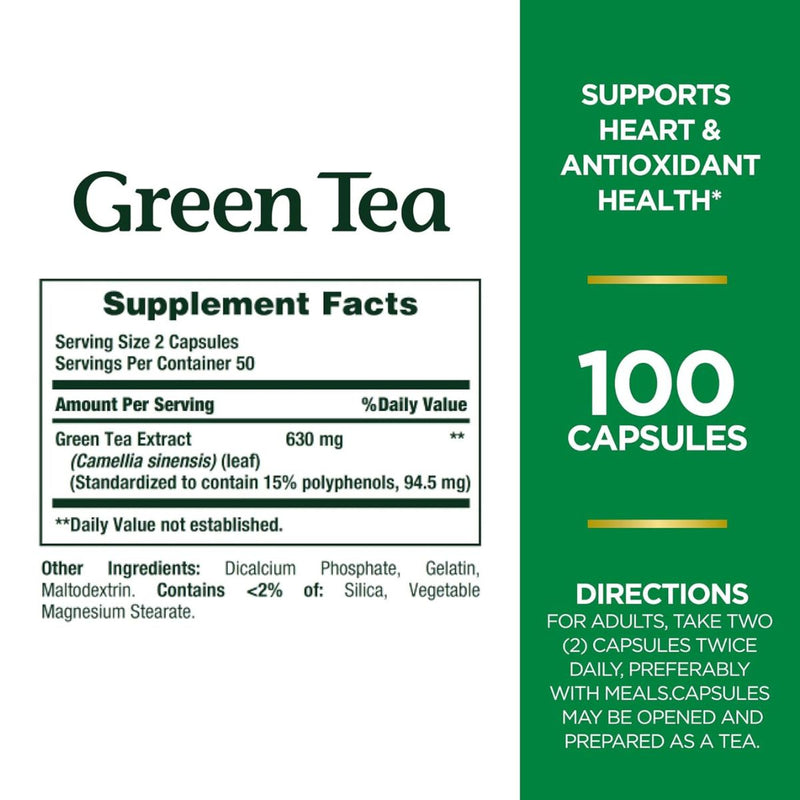 Natures Bounty Green Tea 315mg 100 Capsules