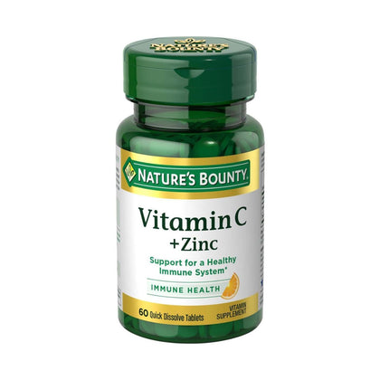 Natures Bounty Vitamin C + Zinc Quick Dissolve 60 Tablets - Chemist Warehouse UAE