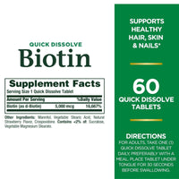 Natures Bounty Biotin 5000mcg Quick Dissolve 60 Tablets