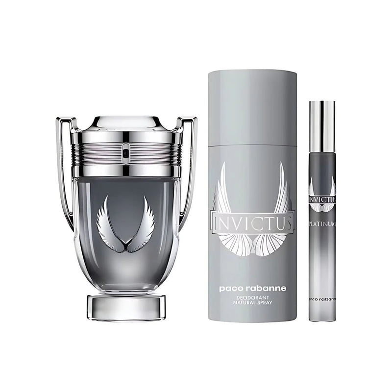 Paco Rabanne Invictus Platinum (M) Set EDP 100ml + EDP 10ml Travel Spray + Deo Spray 150ml