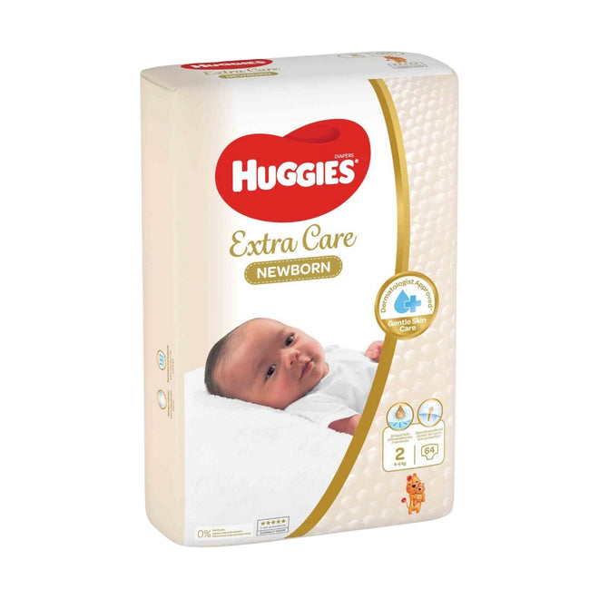 Huggies Extra Care Newborn Size 2 (4-6 kg) Jumbo 64 Pieces