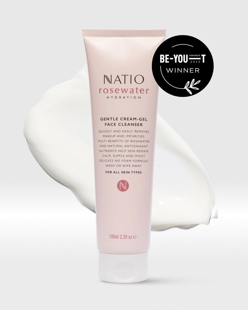 Natio Rose Water Hydration Gentle Cream Gel Face Cleanser 100ml