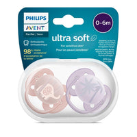 Philips Avent Ultra Soft Pacifier 0-6 Months Girl 2 Pack