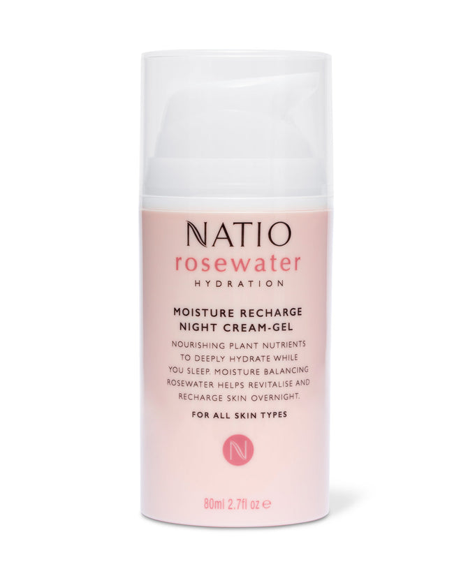Natio Rose Water Hydration Moisture Recharge Night Cream Gel 80ml