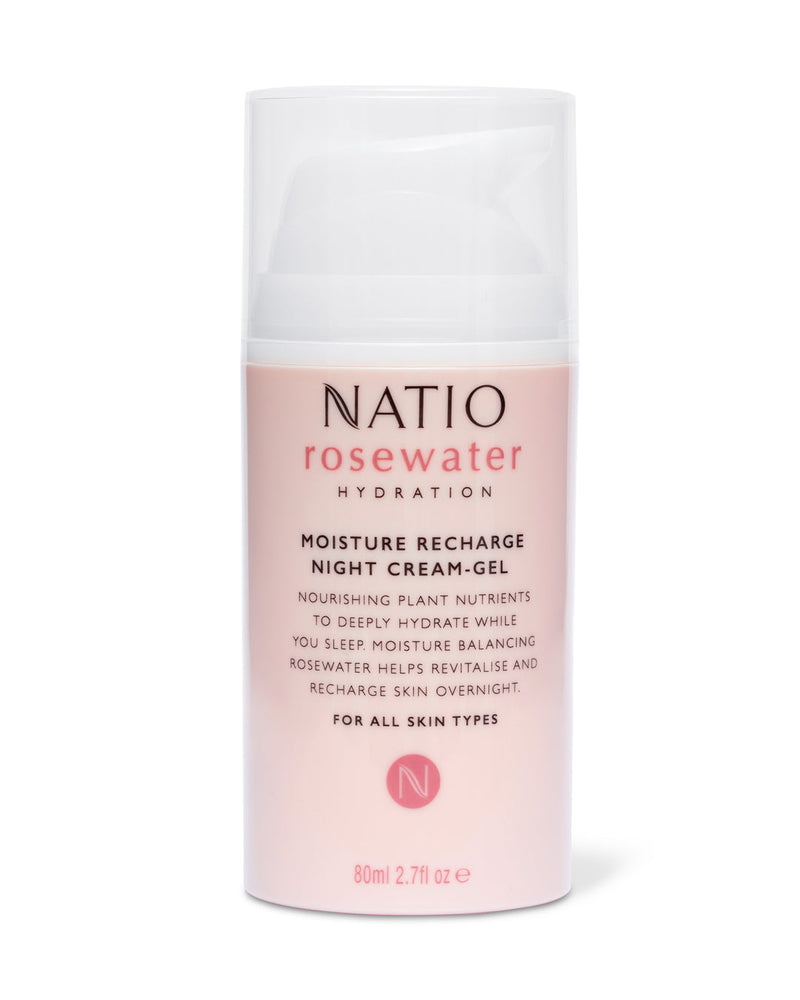 Natio Rose Water Hydration Moisture Recharge Night Cream Gel 80ml