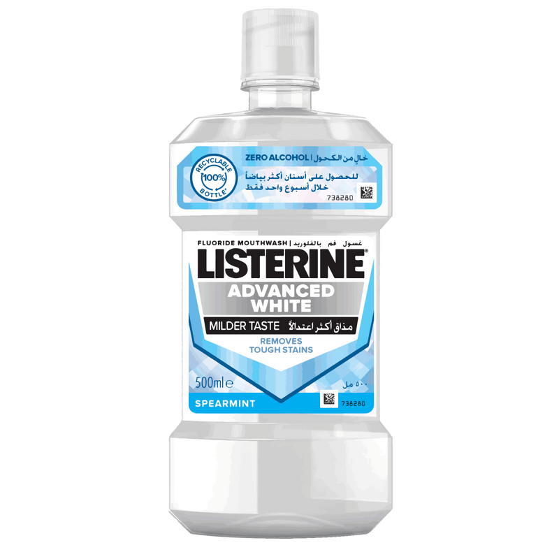 Listerine Mouthwash Advanced White Milder Taste Spearmint 500ml