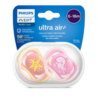 Philips Avent Ultra Air Soother Freeflow 6-18 Months Deco 2 Pack