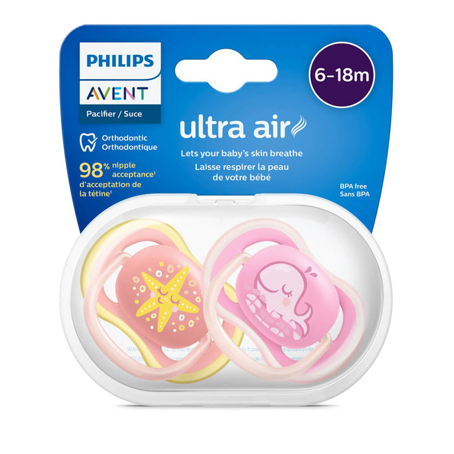Philips Avent Ultra Air Soother Freeflow 6-18 Months Deco 2 Pack