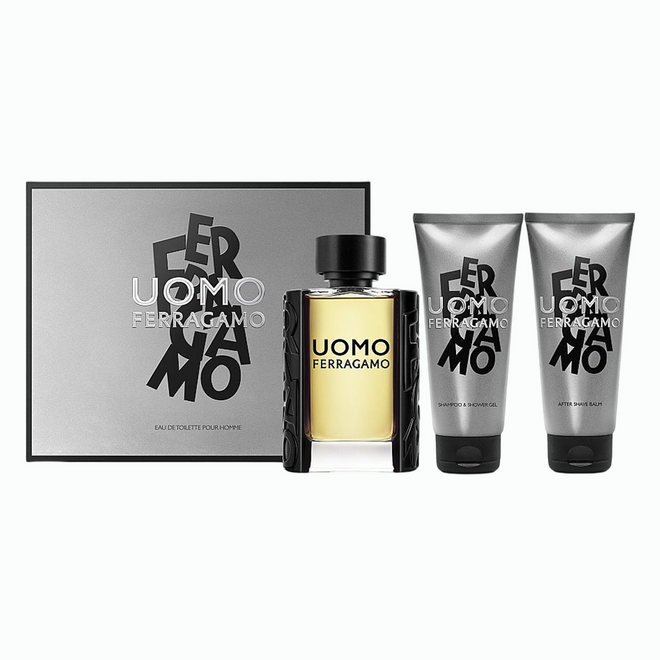 Salvatore Ferragamo Uomo (M) EDT 100ml + After Shave Balm 100ml + Shampoo & Shower Gel 100ml Gift Set