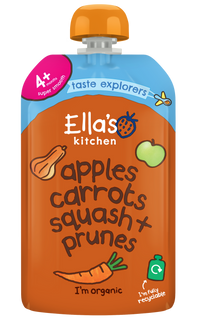 Ellas Kitchen Organic Puree 4+ Months Butternut Squash Carrots Apples + Prunes 120g