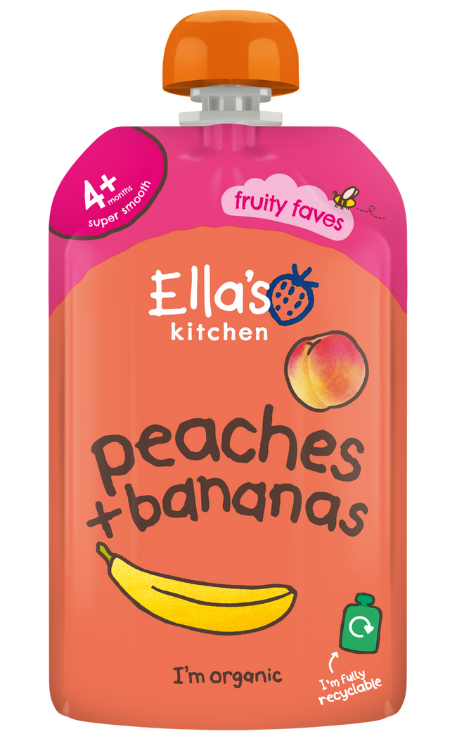 Ellas Kitchen Organic Puree 4+ Months Organic Puree Peaches + Bananas 120g