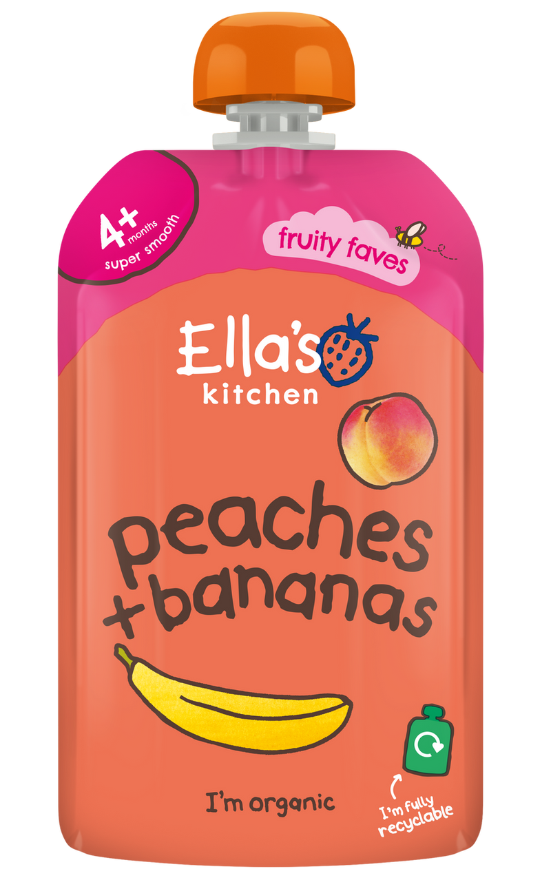 Ellas Kitchen Organic Puree 4+ Months Organic Puree Peaches + Bananas 120g