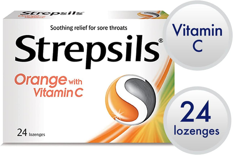 Strepsils Lozenges Orange With Vitamin C 24 Pack