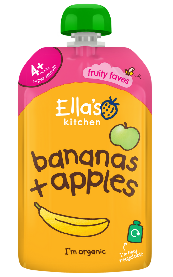 Ellas Kitchen Organic Puree 4+ Months Organic Puree Apples + Bananas 120g