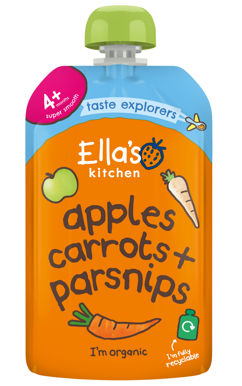 Ellas Kitchen Organic Puree 4+ Months Carrots Apples + Parsnip 120g