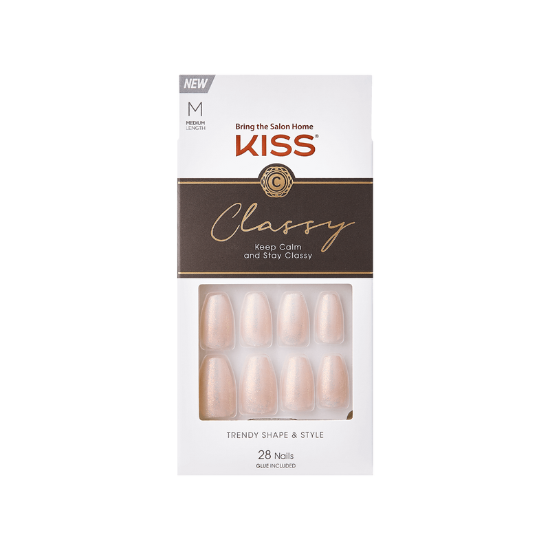 Kiss False Nails KCS02 Classy Trendy Shape & Style With Glue Medium 28 Count