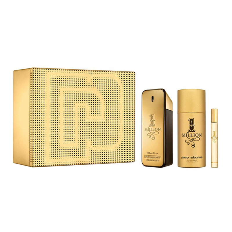 Paco Rabanne 1 Million Eau de Toilette 100ml + Eau de Toilette 10ml Travel Spray + Deo Spray 150ml Gift Set