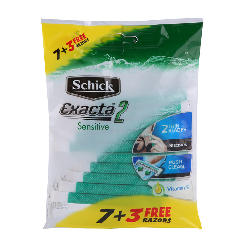 Schick Men Exacta 2 Sensitive Disposable Razor 7 + 3 Pieces