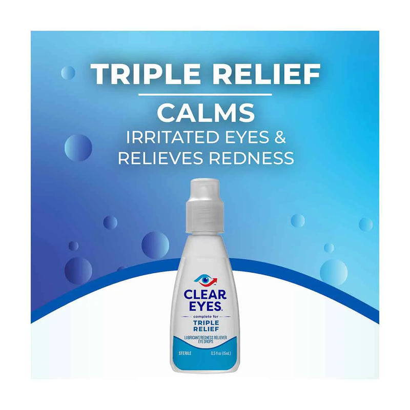 Clear Eyes Triple Action Relief Eye Drops 15ml