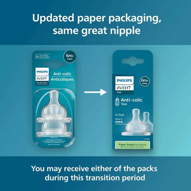 Philips Avent Anti Colic Teat 6 Months+ Flow 4 2 Pack