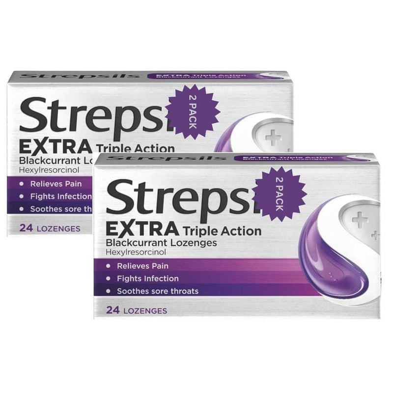Strepsils Lozenges Extra Blackcurrant 24 Pack
