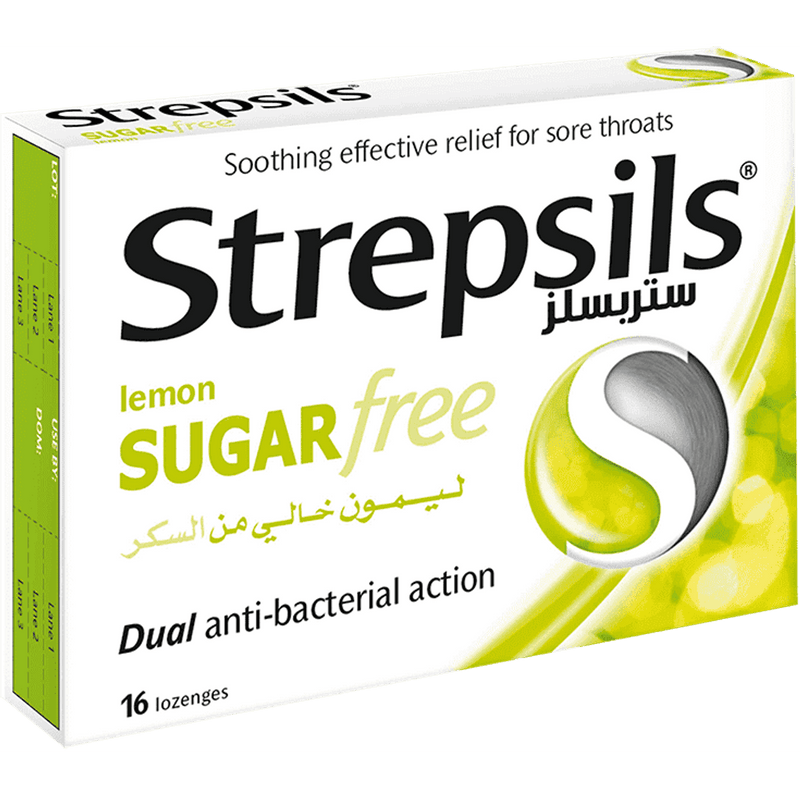 Strepsils Lozenges Sugar Free Lemon 16 Pack