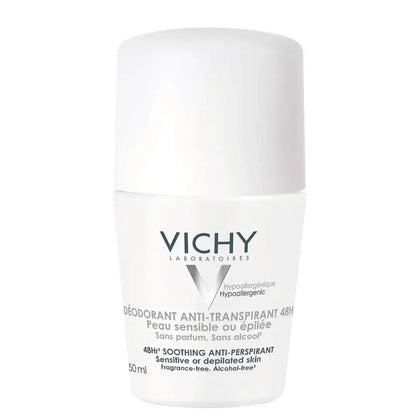 Vichy 48Hr Soothing Antiperspirant For Sensitive Or Depilated Skin Roll-On 50ml - Chemist Warehouse UAE