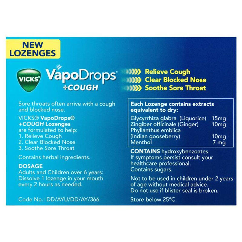 Vicks Vapo Drops Honey Lemon 16 Lozenges
